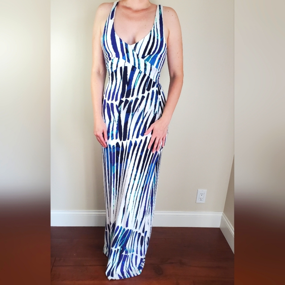 Tart Blue and White Striped Maxi Dress